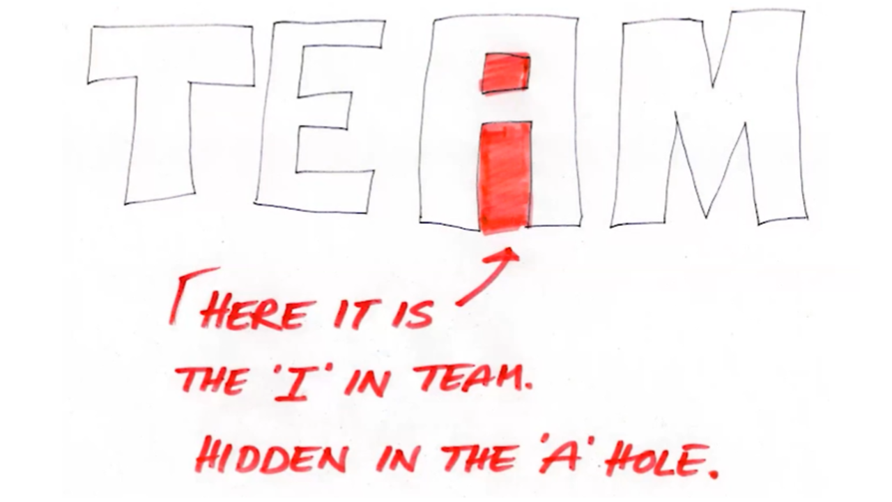 there is no “I” in team, but they forget you can find one in the “A” hole