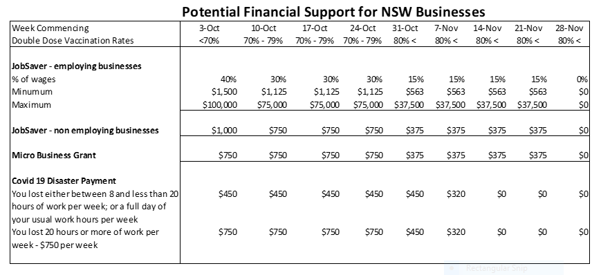 Potential Financial Support for NSW Businesses