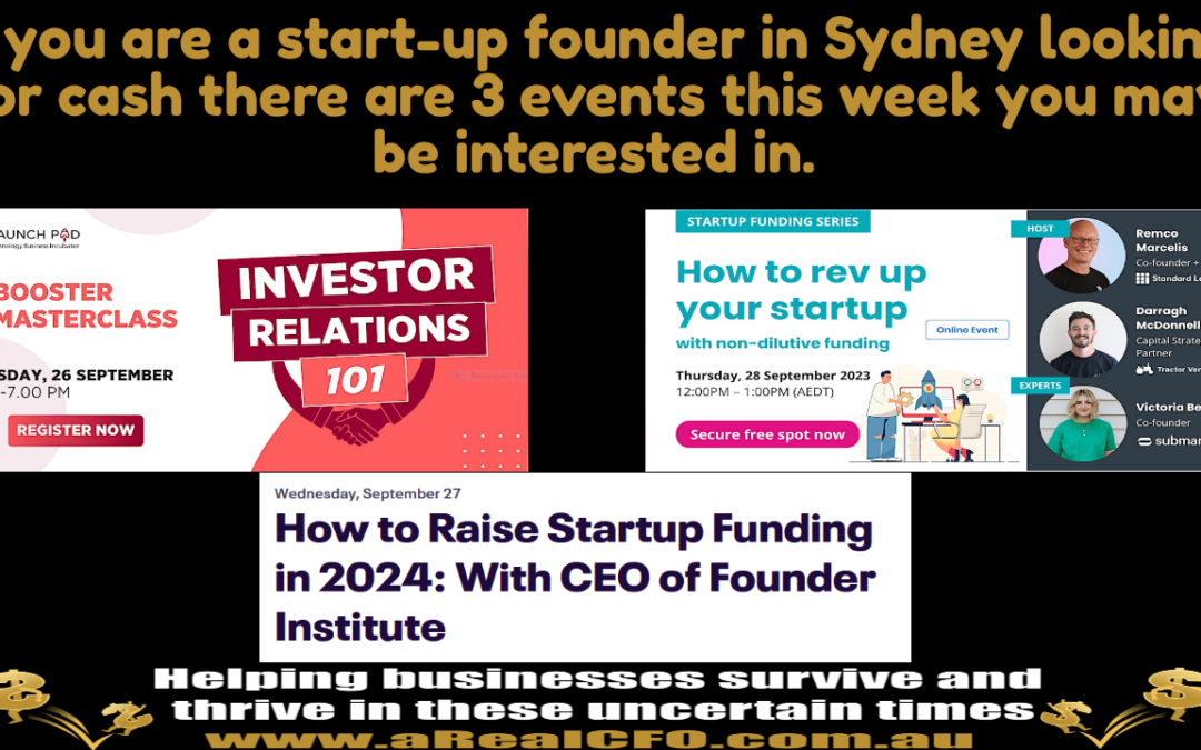 Start-up in Sydney looking for Cash – these events may be for you