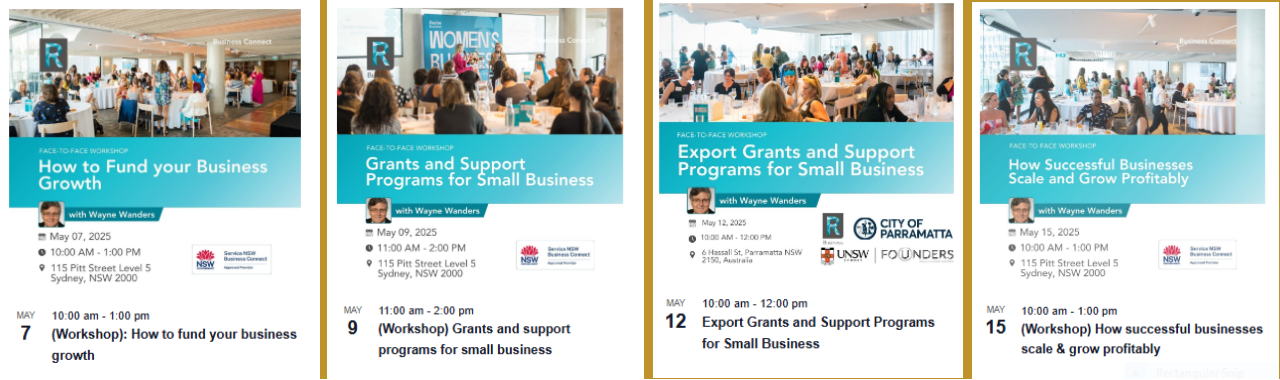 FREE May Workshops designed specifically for SME’s, startups and scaleups
