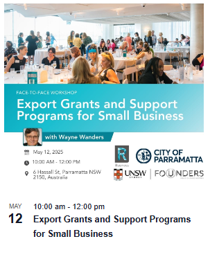 May 12 Export grants and support programs for small business Parramatta