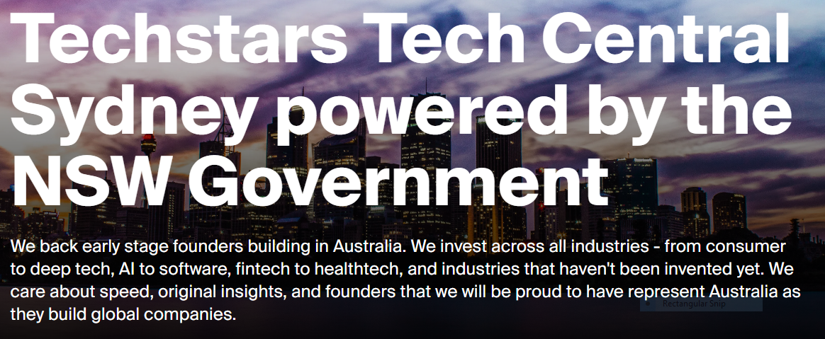 Techstars Tech Central Sydney Accelerator