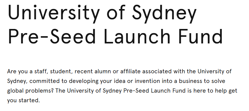 University of Sydney Pre-Seed Launch Fund